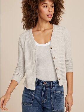 Maurices Light Gray Ribbed Button-Front Cardigan and Tank - XL & XXL Like New